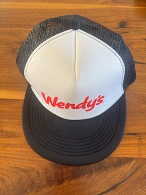 Wendy’s Promo Trucker Hat Black White Red Snapback Cap